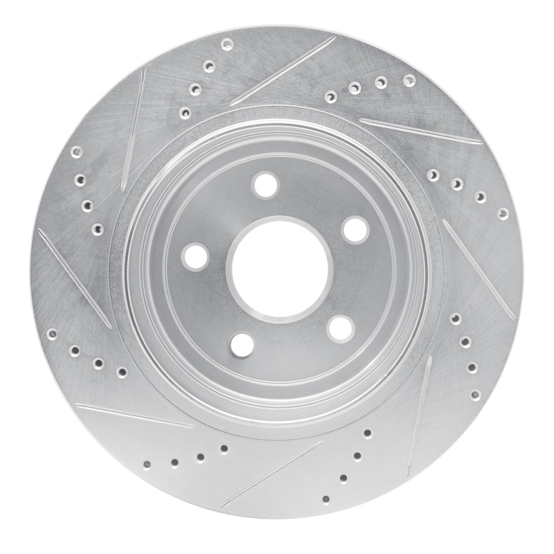 Dodge Durango Brake Rotor (1) - Rear Right - R1 Concepts - Drilled & Slotted - Silver - `12-`25